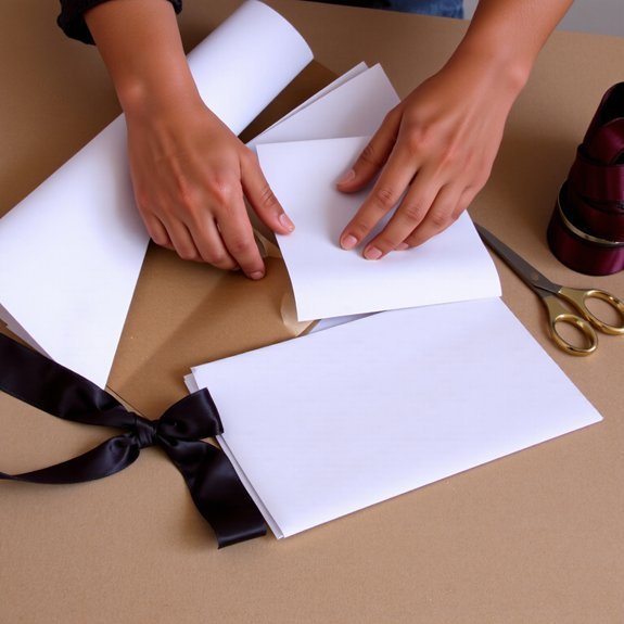 choosing paper and ribbon