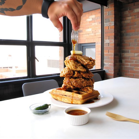 crispy chicken buttery waffles