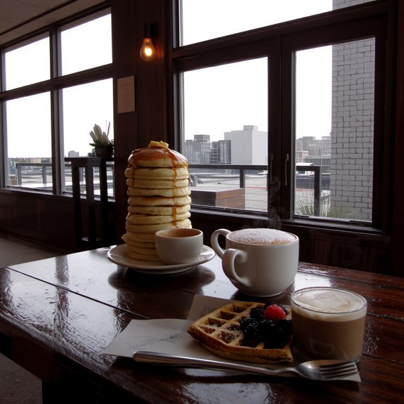 delicious pancakes and waffles